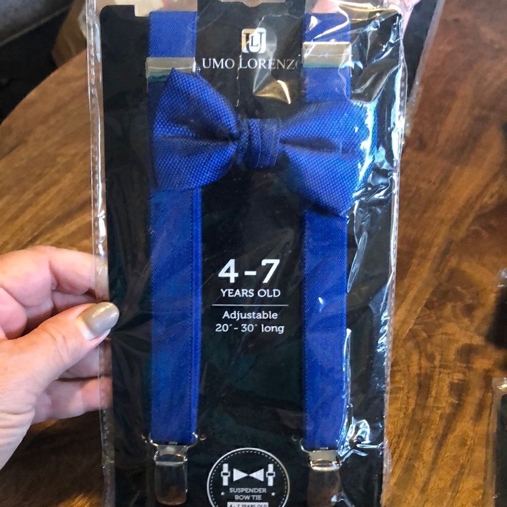 Kids Umo Lorenzo Suspender And Bow Tie Set-royal blue